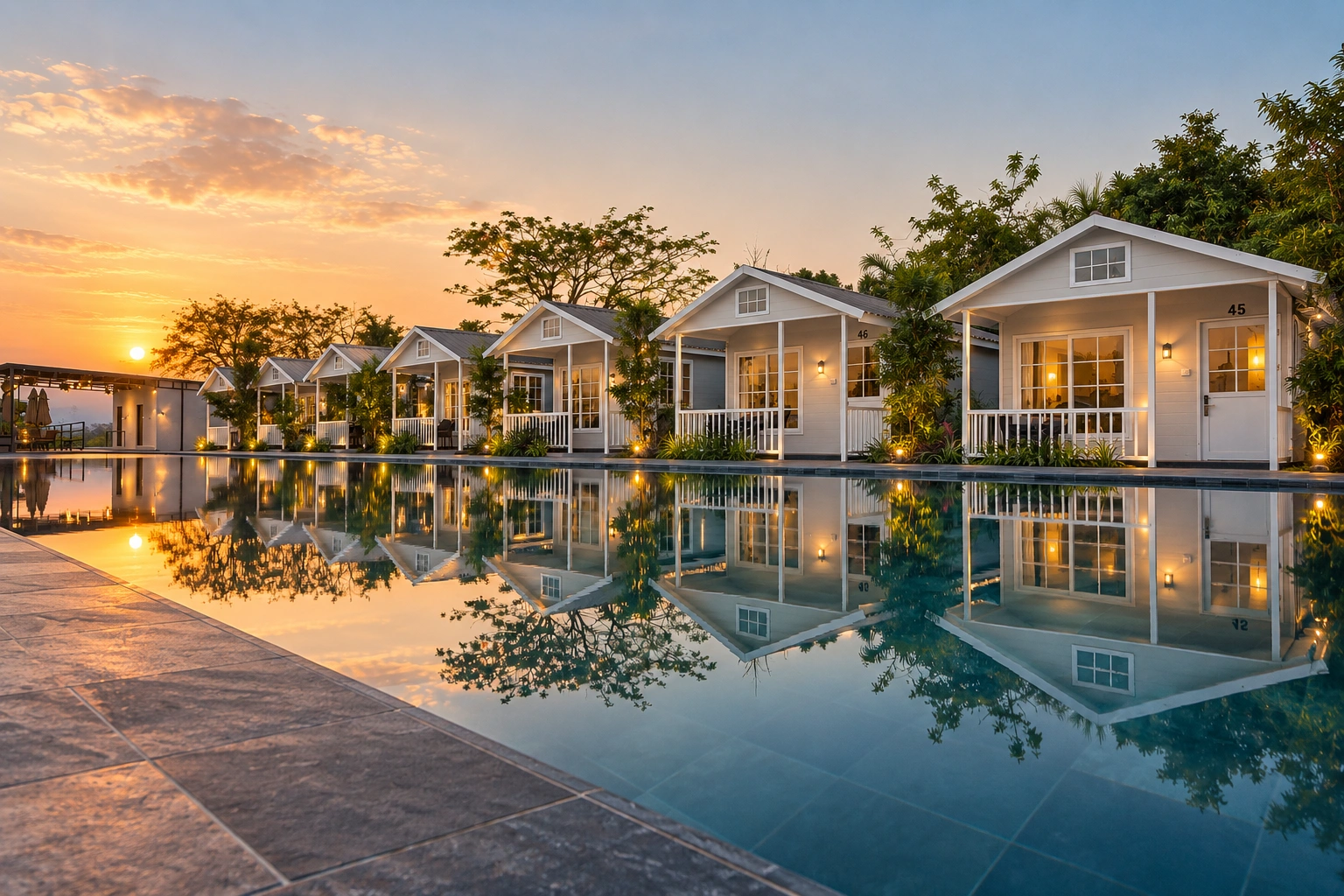 Magnolia Bougainvillea Pool & Pond View